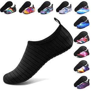 ANLUKE Water Barefoot Shoes Swim Yoga Socks Quick-Dry Beach Shoes for Womens Mens Black/Solid 44/45