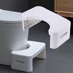 7 inch Folding Toilet Stool, Squatting Poop Stool, Bathroom Potty Step Stool, Toilet Assistance Steps, Step Stool, Fits All Toilets, Detachable Stackable, for Healthier Toilet Posture (White)