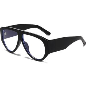 Retro Oversized Glasses for Women Men Trendy 70s Blue Light Blocking Eyeglasses Big Shield Glasses (A2 Black)