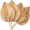 4 Pcs Large Gold Dried Palm Leaves, Home Wedding Decor Natural Boho Dried Palm Fans with Stem,Tropical Palm Leaves Boho for Vase Baby Shower Anniversary