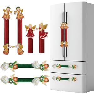 Thyle 6 Pcs Christmas Refrigerator Fridge Door Handle Covers Christmas Angel Cabinet Knob Covers Angel Kitchen Decorations Appliance Microwave Oven Dishwasher Fridge Door Handle Protector for Xmas