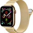 Stainless Steel Mesh Loop for Apple Watch Band 38mm 40mm 41mm 42mm(Series 10), Magnetic Clasp Replacement Bands for iWatch Ultra Series 9 8 SE 7 6 5 4 Women & Men (gold)