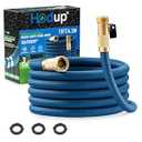 Garden Hose 15ft, Premium Woven Fabric Metal Stainless Steel Hose, Kink-free Flexible Water Hose, Puncture Proof Hose With Crush Resistant On/ Off Valve Brass Fitting for Yard, Rv (Blue, 15 ft)