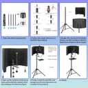 Dmsky Microphone Isolation Shield with Pop Filter & Tripod Stand, Foldable Mic Shield with Triple Sound Insulation, High Density Mic Sound Shield for Recording Studio, Podcasts, Singing, Broadcasting
