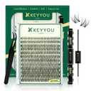 Lash Clusters Kit Natural 144pcs 8-16MIX Lash Extension Kit Wispy Lash Clusters C curl with Bond and Seal, Remover, Applicators for DIY Fluffy Eyelash Clusters at Home (KY05 Kit)