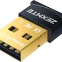 ZEXMTE USB Bluetooth Adapter for PC, 5.3 Bluetooth Dongle Receiver EDR & BLE, Plug and Play for Desktop Laptop Keyboard Mouse Headsets Speakers, USB Bluetooth Adapter for PC Windows 11/10/8.1/7 (black gold)