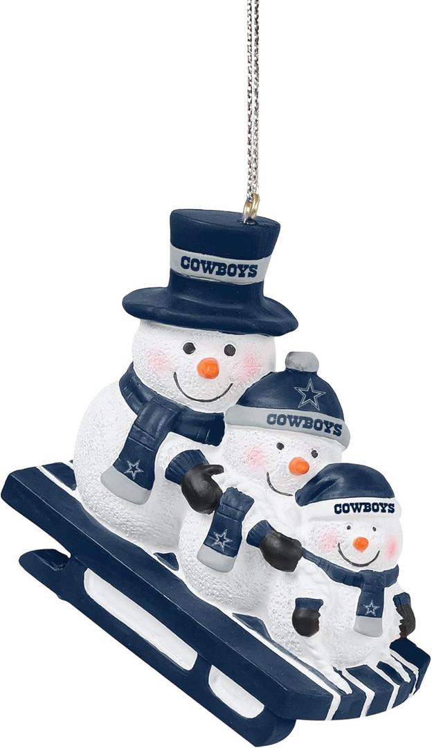 FOCO NFL Unisex-Adult NFL Team Logo Sledding Snowman Holiday Christmas Tree Ornament (One Size)