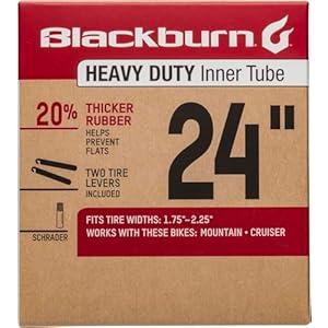 Blackburn 24" x 1.75-2.25" Schrader Heavy Duty Bicycle Inner Tube with tire levers