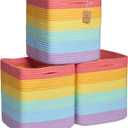 NaturalCozy Storage Cubes 11 Inch Cotton Rope Woven Baskets for Organizing, 3-Pack | Cube Storage Bin | Square Storage Baskets for Shelves Organizer, Classroom, Kids Toy Bins, Closet, Baby Nursery