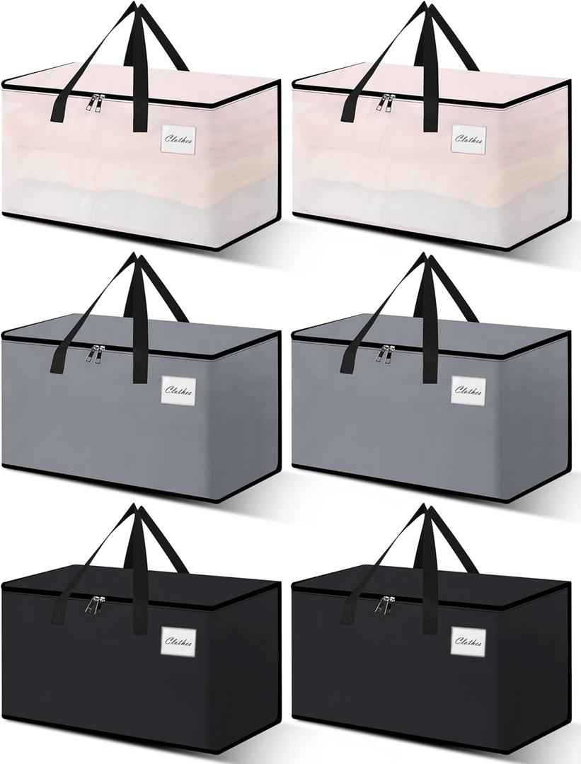 Heavy Duty Moving Bags - Extra Large Packing Bags and Storage Totes, Collapsible and Foldable Option for Moving and Storage, Multicolored, 125 L - 6 Pack