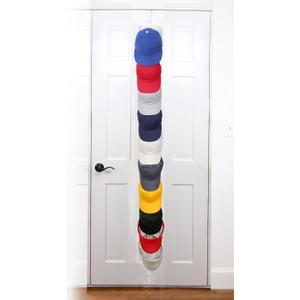 Perfect Curve Hat Organizer Cap Rack FAV | Hat Racks | Hold up to 20 caps | Over Door Organizer for Baseball Hat | Fitted & Adjustable Caps & Visors | Door Slam Proof | 1 Strap | White