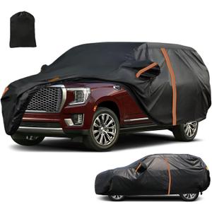 SUV Car Cover for GMC Yukon XL Denali 2004-2025, All Weather Outdoor Full Car Cover with Zipper Door & Windproof Straps, Rain Sun UV Dust Protection