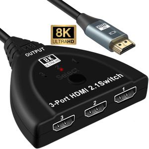 NEWCARE HDMI Switch Splitter, HDMI Switch 3 in 1 Out 4K@120Hz, 3 Port HDMI Switcher Selector Box, Supports 8K@60Hz HDR, VRR 48Gbps, Compatible with PS5/4 Laptops PC Roku Xbox TV Monitor Projector