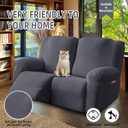 Genina Recliner Loveseat Covers, Stretch Reclining Sofa Covers, 2 Seater Couch Cushion Stripe Jacquard Recliner Slipcovers - Furniture Protector Covers for Pet Kid (Dark Gray)