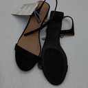 Amazon Essentials Women's Ankle Strap Low Heel (10, Black Faux Suede)