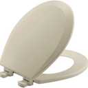 Bemis 500EC Durable Wood Toilet Seat with Easy Clean Hinges, Made in USA, Round, Bone
