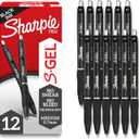 Sharpie S-Gel Gel Pens Drawing Pens Gel Ink For Journaling Writing Coloring Medium Point (0.7Mm) Black Barrel Black Ink 12 Count