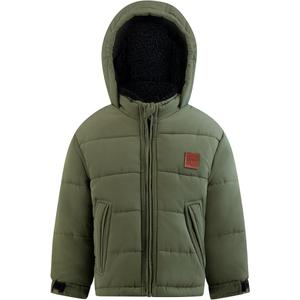 LONDON FOG Boys' Heavyweight Stylish Winter Puffer Jacket, OLIVE, L/14-16