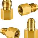 Mudder 4 Pcs 6015 R134A Brass Refrigerant Tank Adapter to R12 Fitting 1/2 Female to 1/4 Male Flare Valve Core and 6014 Vacuum Pump Adapter 1/4 Inch Flare Female to 1/2 Inch Male