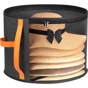 Oversized Clear Hat Storage Box for Women, Cowboy Hat Organizer for Closet, Wide Brims Hat Case with Carrying Handles, Hat Bag (Black)