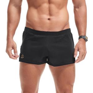AMY COULEE Mens Cotton Gym Shorts Bodybuilding Lifting Lounge Split Shorts Lightweight Sleep Bottoms (X-Large, Black-unlined)