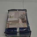 Navy Pinch Pleated 100% Blackout Linen Curtains for Bedroom 84 Inch Length Room Darkening with Liner Dark Blue Window Curtains 84 Inches Long for Living Room Black Out Pleat Drapes Back Tab (40"W x 84"L (Pack of 2))