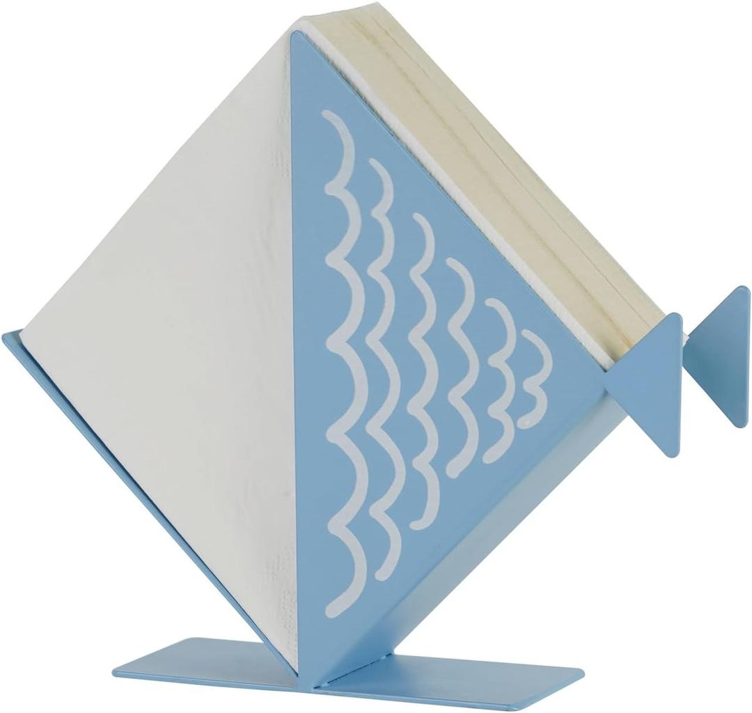 NIKKY HOME Napkin Holder for Tables, Fish Iron Napkin Dispenser for Kitchen, Blue Freestanding Napkin Holders for Farmhouse Restaurants Home Party Decor
