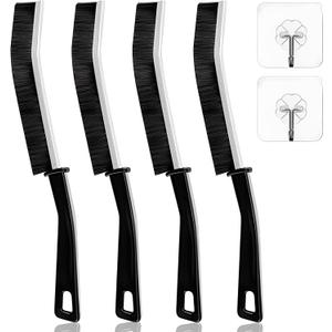 4 x OKOM Multifunctional Stainless Steel Crevice Cleaning Brush - Hard Bristles for Kitchen & Bath Gap Cleaning