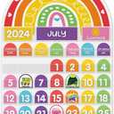 Mewise Rainbow Calendar Pocket Chart for Classroom & Home with 96 Activity Cards-Daycare Learning/Preschool/Homeschool/Focus Board/Classroom Decor Calendar/Early Learning (English)