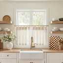 jinchan Linen Pinch Pleated Kitchen Curtains 20 Inch Natural Linen Tier Curtains Back Tab Farmhouse Cafe Style Light Filtering for Bathroom Laundry Room Small Window 2 Panels Beige