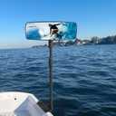 Marine Boat Rearview Mirror, 360 Adjustable Boat Mirror with Telescoping Pole, Heavy Duty Clamp, Compatible with Ski Boats, Water Sports, and Marine Use, Extra Large 3.7" x 11" Wide Angle