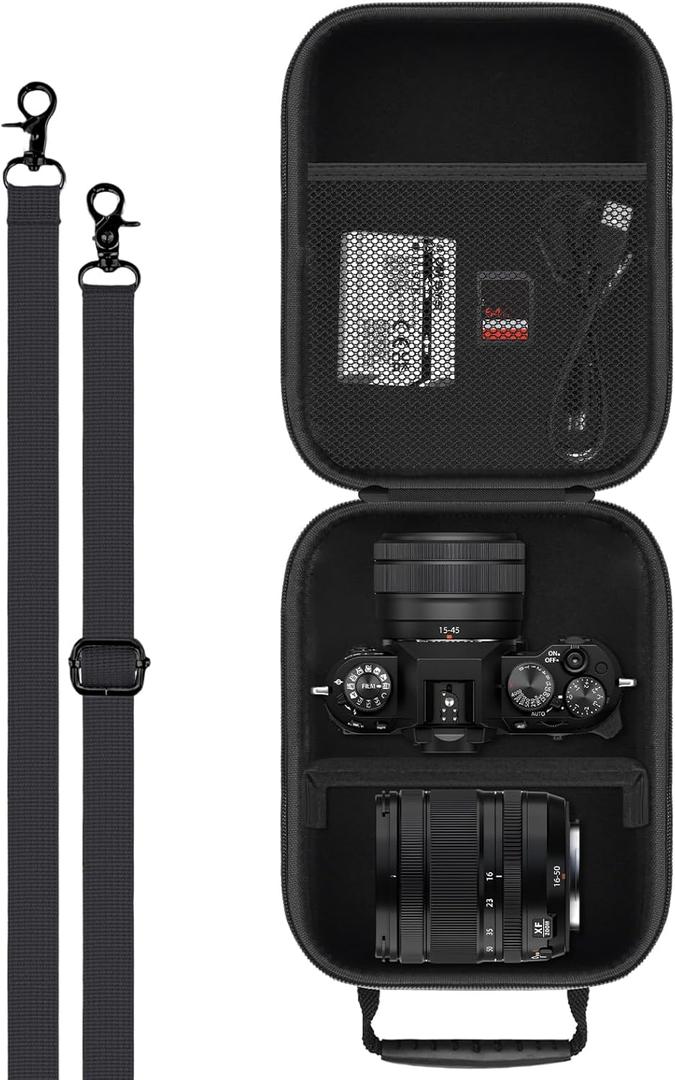 Hard Case for Fujifilm X-T30 III/X-T5 / X-T50 / X-E5 / X-T30 / X-T20 Mirrorless Cameras - Heavy-Duty Shockproof Protective Case with Adjustable Shoulder Straps & Customizable Dividers, Black