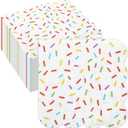 Crtiin 100 Pcs Donut Sprinkle Napkins Scalloped Donut Party Paper Cocktail Napkins Disposable 2 Ply for Baby Shower Birthday Wedding Party Cupcake Table Decor Supplies(White)