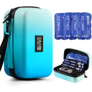 Insulin Cooler Travel Case TSA Approved, Refrigerated Medicine with Temperature Display, Diabetes Travel Case with Wrist Strap & 4 Ice Packs For Daily and Trip