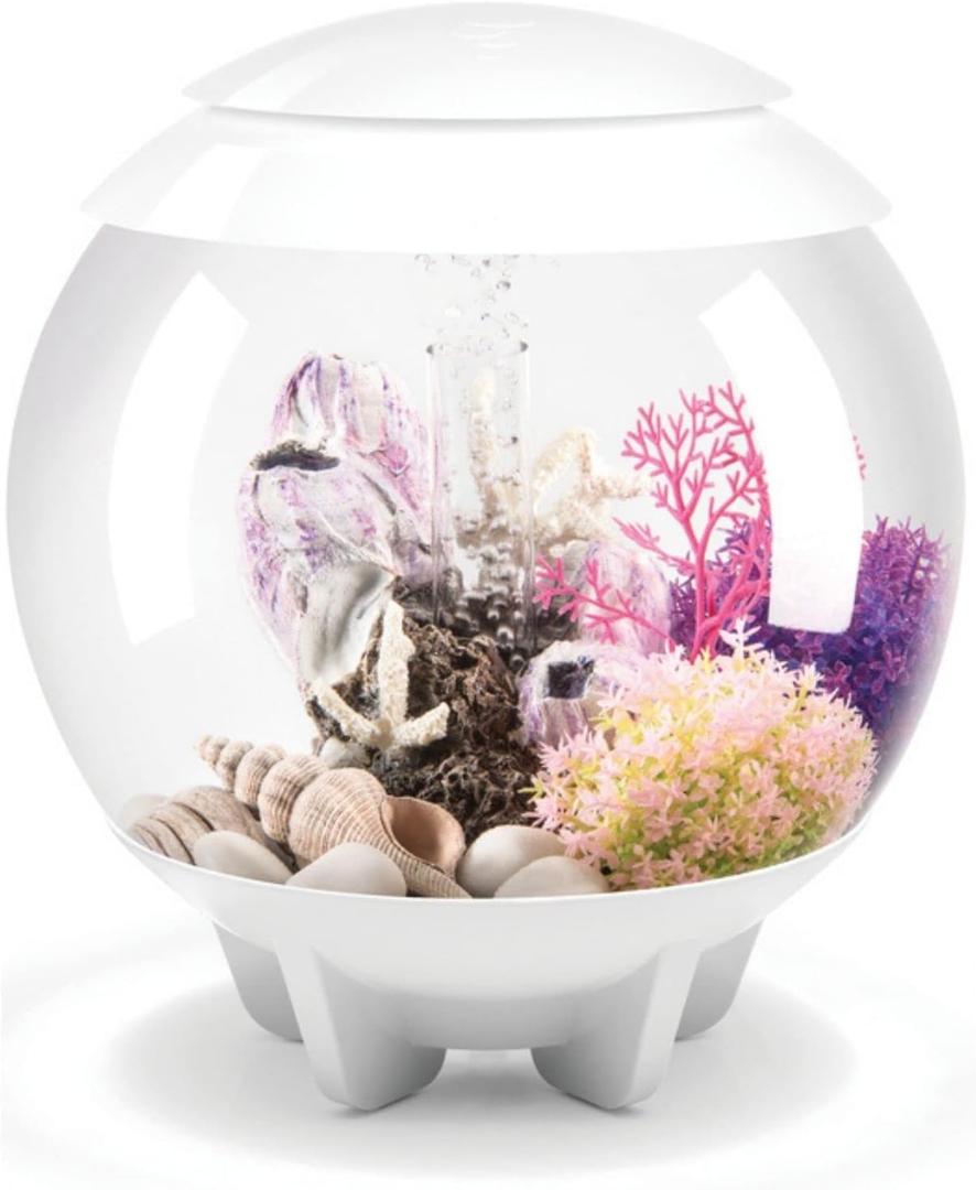 biOrb Halo 15 Acrylic 4-Gallon Aquarium with Multi-Color Remote-Controlled LED Lights Modern Compact Tank for Tabletop or Desktop Display, White (4 Gallon, White)