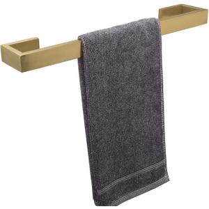 TocTen Bath Towel Rack - Square Base Thicken SUS304 Stainless Steel Towel Bar for Bathroom, Bathroom Bar Accessories Towel Rod Heavy Duty Wall Mounted Towel Holder (Brushed Gold, 16 Inch)