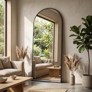 58"x19" Floor Mirror Full Length, Arched Full Length Mirror with Stand, Full Body Mirrors for Bedroom Living Room or Cloakroom Black