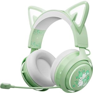 EASARS Cat Ear Headphones, Gaming Headset (Wireless, Green)