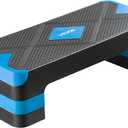 VEVOR Aerobic Exercise Step Platform, 28-Inch Workout Aerobic Stepper, Height Adjustable Fitness Training Step Deck Trainer with 4 Risers, Non-Slip Surface Bench for Home Gym Cardio Strength (Blue)