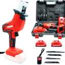 DOGTOOTH 21V Compact Cordless Saber Reciprocating Saw Set with 2 * 2.0Ah Batteries for Wood & Metal Cutting, Compatible with Makita 18V Battery, include 4* Tool-Free Bladese, Charger