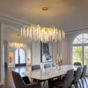 Tree Branches Chandeliers L39.5 Inch Gold Luxury Rectangular Crystal Raindrop Pendant Light 13 Lights Kitchen Island Hanging Light Fixture for Living Room Dining Room Foyer Entryway