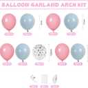 Pink Blue Brithday Balloon Arch Kit, Baby Pink Dusty Blue Cute Birthday Balloons with Print Balloons for Girl Birthday Party Decorations Baby Shower Pet Party Supplies