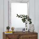 AAZZKANG Mirrors for Wall Rustic Wood Framed Hanging Mirror 28"x20" Decorative for Farmhouse Bedroom Bathroom Living Room Entryway Hallway White
