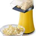 Elite Gourmet Fast Hot Air Popcorn Popper, 1300W Electric Popcorn Maker with Measuring Cup & Butter Melting Tray, Oil-Free, Great for Home Party Kids, Safety ETL Approved, 4-Quart, Yellow