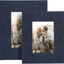 2 Pack Navy Blue Shagreen Faux Leather Picture Frames  5x7 and 4x6, Elegant Modern Design for Home and Office Decor, Versatile Horizontal and Vertical Placement