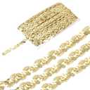 MECCANIXITY 27 Yard Sequins Beaded Lace Trim 0.6 Inch Wave Sequin Braid Trim Strip Paillette Ribbon for Crafts, Embellishments, DIY Sewing Costume, Gold