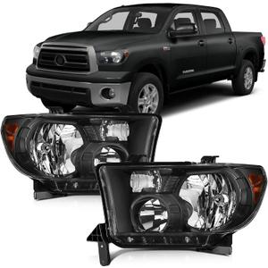 Headlight Assembly compatible with 2007-2013 Toyota Tundra w/Level Adjuster
2008-2017 Toyota Sequoia Headlamp, Driver & Passenger Side, Black Housing