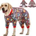 LovinPet Large Dog Pajamas: Large Breed Pitbull/Boxer/Labrador/Doberman,Lightweight Onesie, Space-Travel Grey Print,Post Surgery Shirt,UV Protection, Pet Anxiety Relief, Wound Care for Big Dog/XL