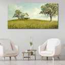 YCPRIMER Mountain Wall Art Brown Landscape Open Country Picture Nature Rural Scenery Painting Modern Artwork Lakes for Living Room Bedroom Dinning Room Home Office Wall Decor 20x40 inches