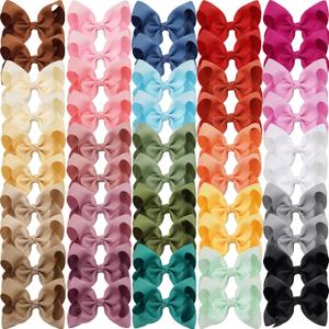 CLLOT 50 Pieces 4.5 Inch Hair Bows for Girls Clips Grosgrain Ribbon Boutique Hair Bow Alligator Clips For Girls Teens Toddlers Kids in Pairs